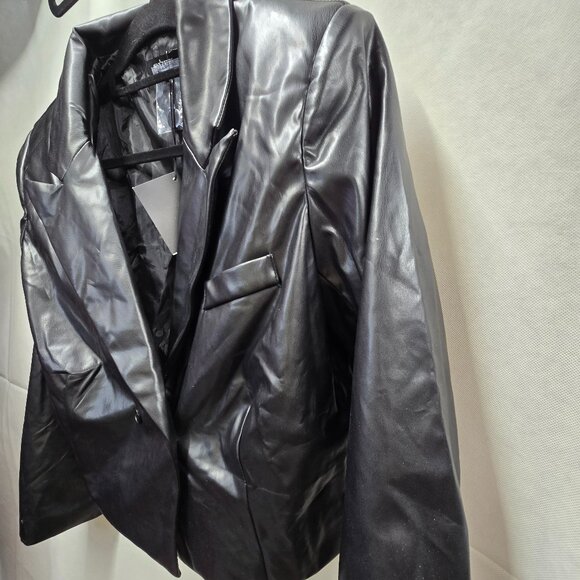 NEW AREA STARS BLACK FAUX LEATHER CROPPED LIGHTWEIGHT JACKET SIZE LARGE - Picture 6 of 14